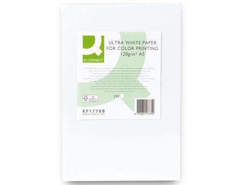 Papel fotocopia ultra white q-connect din a3 120 gr embalagem de 250 folhas , Q-connect , 75068 , 5705831177895